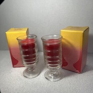 VINTAGE AVON SHERBET DESSERT SPICED APPLE‎ FRAGRANCE CANDLE LOT OF 2 GLASS SWIRL